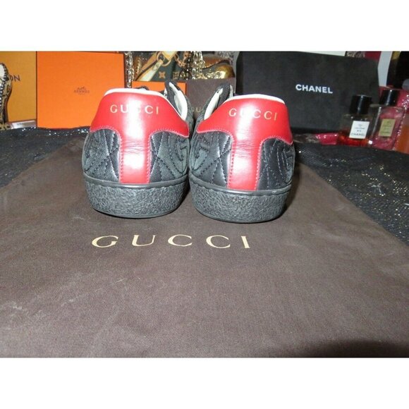 Gucci Ace Quilted G Rhombus Black Matelassé Leather Sneakers Shoes 7.5 men 9.5 - Picture 4 of 14
